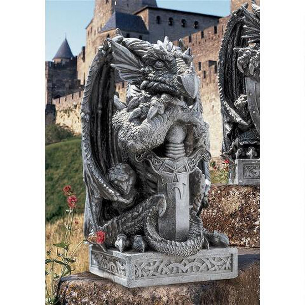 Arthurian Dragon Statue Celtic Knots Base Large Decorative Statuary